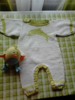 Pletené bielo-zelené body